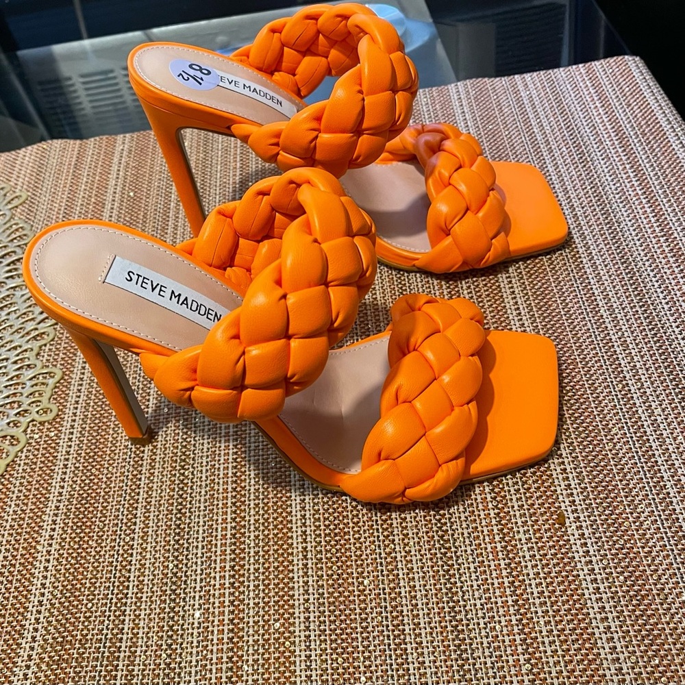 Steve Madden Orange Braided Heels